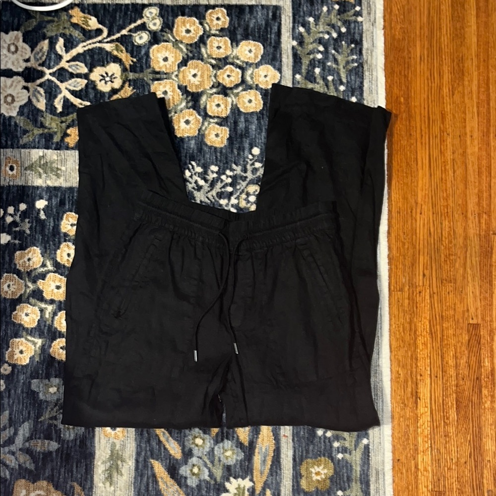 Athleta linen wide leg retreat pants, black, size XS